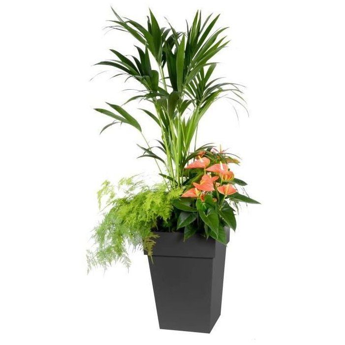 Pot de fleurs mi-haut Carré 40 cm - EDA - Toscane - 51 L - 39 x 39 x H. 53 cm - Gris Anthracite