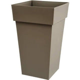 Pot de fleurs haut Carré 39 cm - EDA - Toscane -  62 L - 39 x 39 x H. 65 cm - Taupe