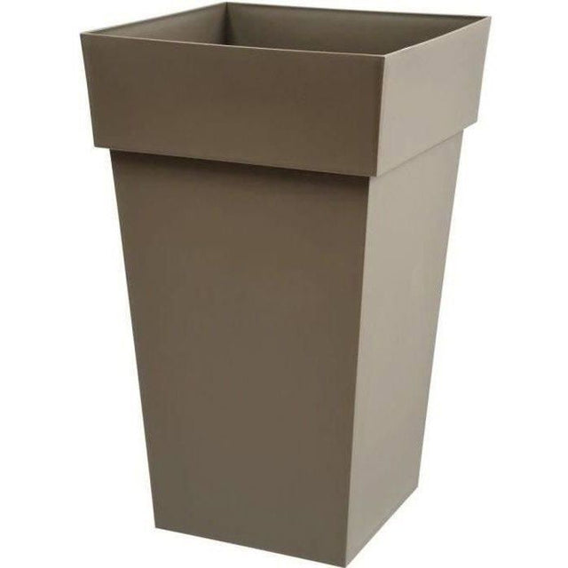 Pot de fleurs haut Carré 39 cm - EDA - Toscane -  62 L - 39 x 39 x H. 65 cm - Taupe