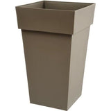 Pot de fleurs haut Carré 39 cm - EDA - Toscane -  62 L - 39 x 39 x H. 65 cm - Taupe