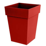 Pot de fleur carrÈ Toscane - EDA PLASTIQUE - 39 x 39 x H 53 cm - RÈsistant gel et UV - Rouge rubis