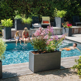 Jardiniere Muret Loft L - EDA - Volcania - 46 L - Intérieur/Extérieur - Décor Pierre - 78,5 x 29,5 x 60 cm - Gris Anthracite