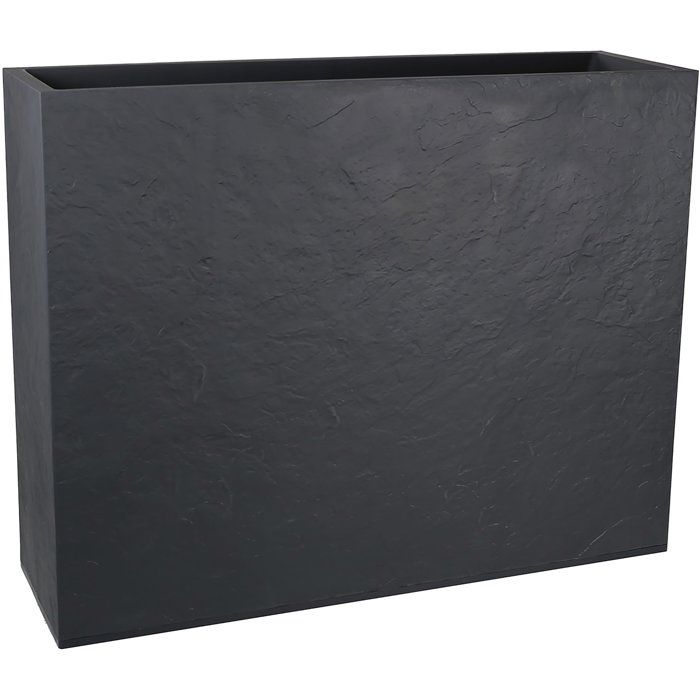 Jardiniere Muret Loft L - EDA - Volcania - 46 L - Intérieur/Extérieur - Décor Pierre - 78,5 x 29,5 x 60 cm - Gris Anthracite