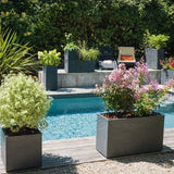 Jardiniere Muret Loft L - EDA - Volcania - 46 L - Intérieur/Extérieur - Décor Pierre - 78,5 x 29,5 x 60 cm - Gris Anthracite