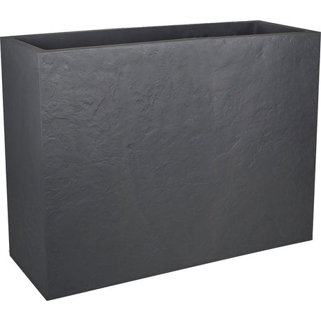 Jardiniere Muret Loft L - EDA - Volcania - 46 L - Intérieur/Extérieur - Décor Pierre - 78,5 x 29,5 x H. 60 cm - Gris Anthracite