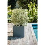 Pot de fleurs Carré 50 cm - EDA - Volcania - 57 L - Intérieur/Extérieur - Décor Pierre - 49,5 x 49,5 x H. 49,5 cm - Gris Anthracite