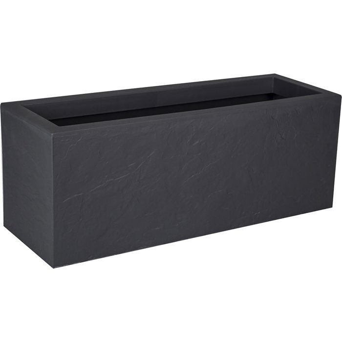 Balconniere - EDA - Volcania Up - 25 L - Intérieur/Extérieur - Décor Pierre - 59 x 19,5 x H. 22,8 cm - Gris Anthracite