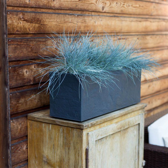 Balconniere - EDA - Volcania Up - 25 L - Intérieur/Extérieur - Décor Pierre - 59 x 19,5 x 22,8 cm - Gris Anthracite