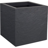 Pot de fleurs Carré - EDA - Volcania Up - 21 L - Intérieur/Extérieur - Décor Pierre - 29,5 x 29,5 x H. 29,5 cm - Gris Anthracite