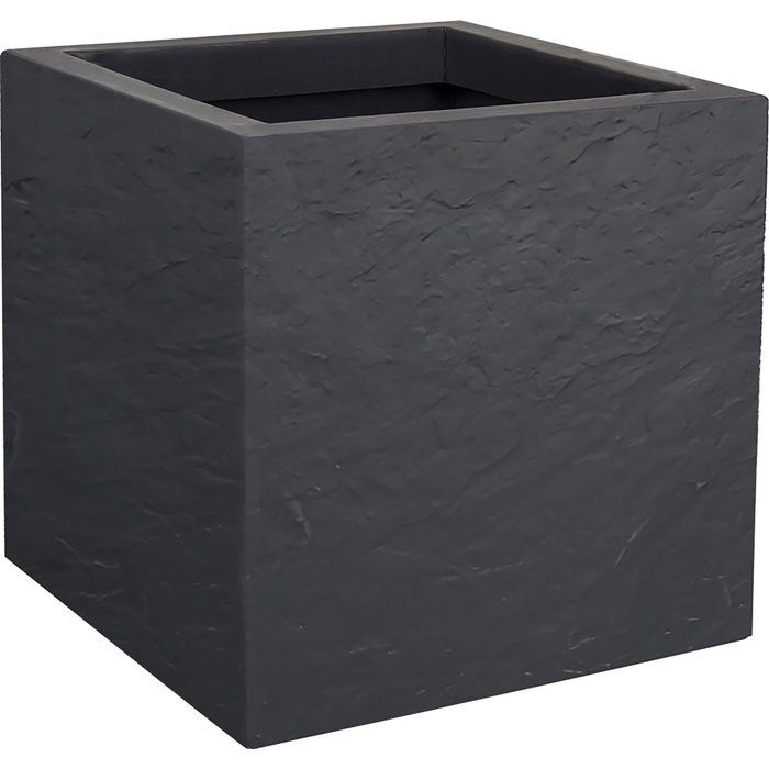 Pot de fleurs Carré 30 cm - EDA - Volcania Up - 21 L - Intérieur/Extérieur -Décor Pierre- 29,5 x 29,5 x H. 29,5 cm - Gris Anthracite