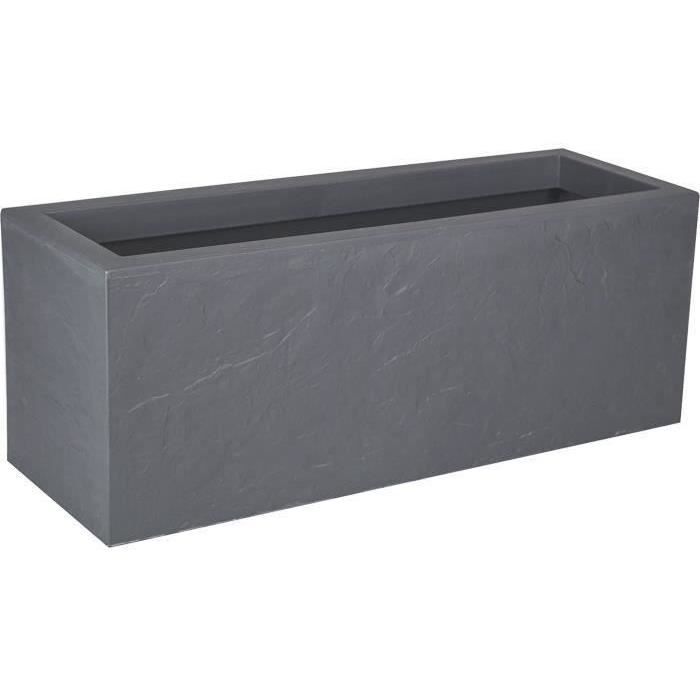 Jardiniere Volcania'Up 57 L - EDA - Décor Imitation Pierre - Gris galet - 79,5 x 29,5 x 29,5 cm