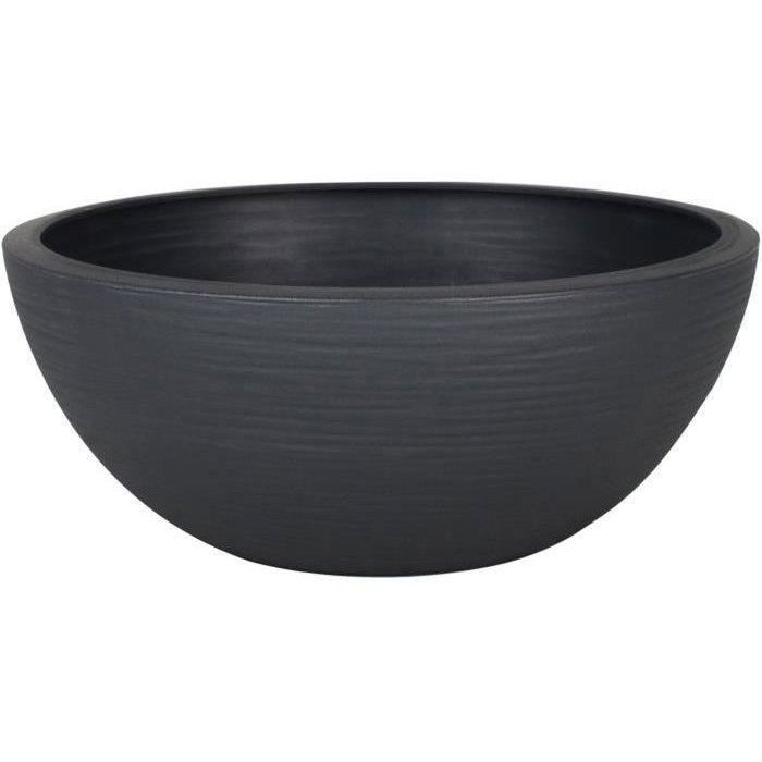 Pot vasque Ř 30 cm - EDA - Graphit Up - 5,5 L - Intérieur/ Extérieur - Décor Graphique - Ř 29,5 x H. 12 cm - Gris anthracite