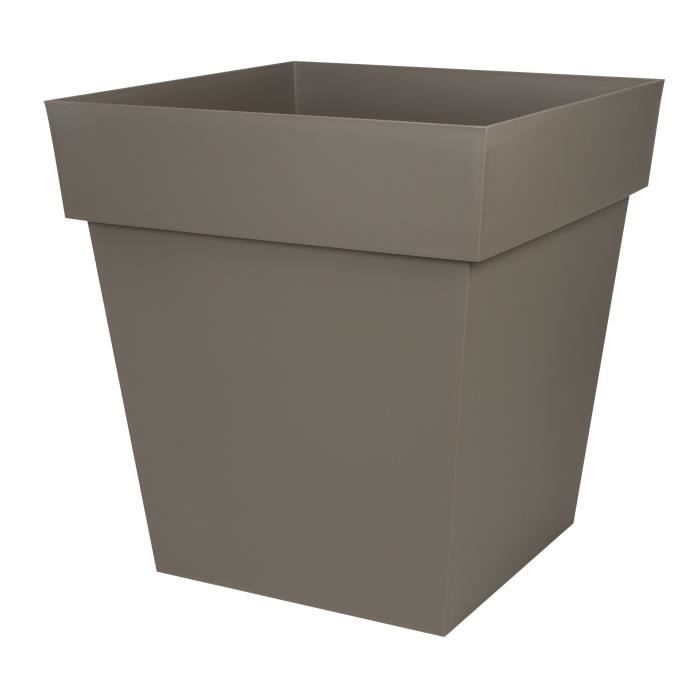 Pot de fleurs Carré 50 cm - EDA - Toscane - 87 L - 49,5 x 49,5 x H.52,5 cm - Taupe