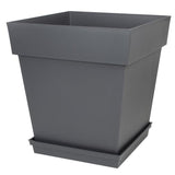 Soucoupe Carrée 40 cm - EDA -Toscane - 40 x 40 x H. 5,9 cm - Gris Anthracite