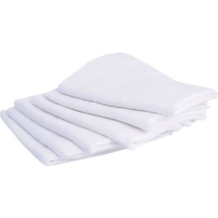 Lot de 6 langes carrÈ - DOMIVA - Blanc - 70x70cm - 100% Coton - Lavable a 95∞C