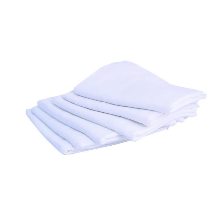 Lot de 6 langes carrÈ - DOMIVA - Blanc - 70x70cm - 100% Coton - Lavable a 95∞C