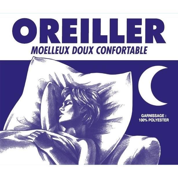 Oreiller câlin - 60 x 60 cm - Medium - BLEU CALIN - Blanc