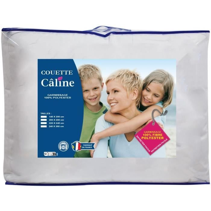 Couette spéciale câline - Tempérée - 140 x 200 cm - 250 g/m˛ - Blanc