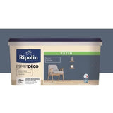 RIPOLIN Peinture Couleur Satin Ultra Couvrante pour Cuisine, Chambre, Salon, Salle, EntrÈe, Couloir - Bleu seram