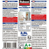 Revetement d'étanchéité - RUBSON - Waterproof - Traitement murs humides - Murs intérieurs - Incolore - Bidon de 2,5L