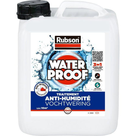 Revetement d'étanchéité - RUBSON - Waterproof - Traitement murs humides - Murs intérieurs - Incolore - Bidon de 2,5L