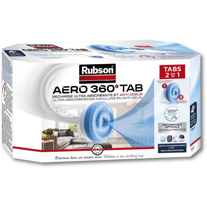 Absorbeur - RUBSON - AERO 360 - Recharge - Neutre - Lot de 4