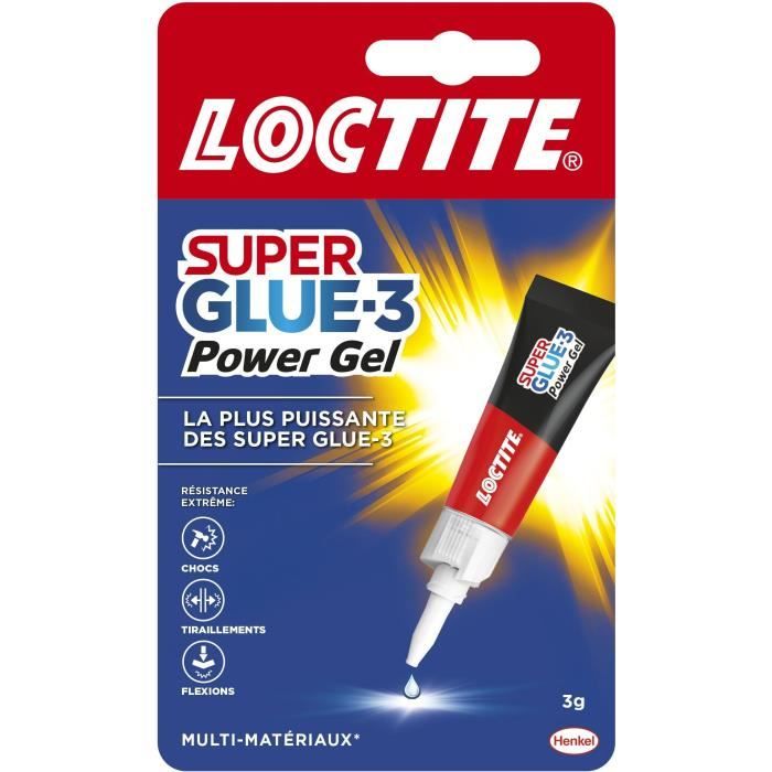 Colles cyanocrylates - LOCTITE - SUPERGLUE-3P - Power gel - Tube 3g