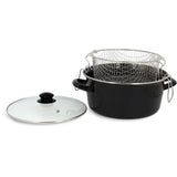 Friteuse - MENASTYL - 3645580 - En acier émaillé - Noir - 26 cm - Avec couvercle et panier - Tous feux dont induction