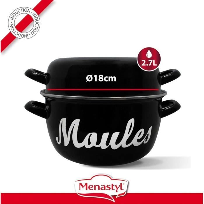 Marmite a moule - MENASTYL - 3645563 - En acier émaillé - Noir - 18 cm - Avec écritures - Tous feux dont induction