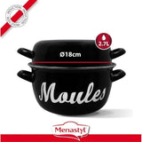 Marmite a moule - MENASTYL - 3645563 - En acier émaillé - Noir - 18 cm - Avec écritures - Tous feux dont induction