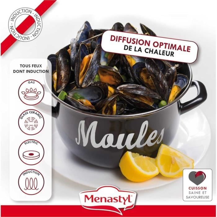 Marmite a moule - MENASTYL - 3645564 - En acier émaillé - Noir - 24 cm - Avec écritures - Tous feux dont induction