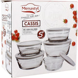 Set de 5 bols - MENASTYL - 5039038 - 150 ml, 230 ml, 400 ml, 610 ml et 940 ml - Couvercles en plastique durable