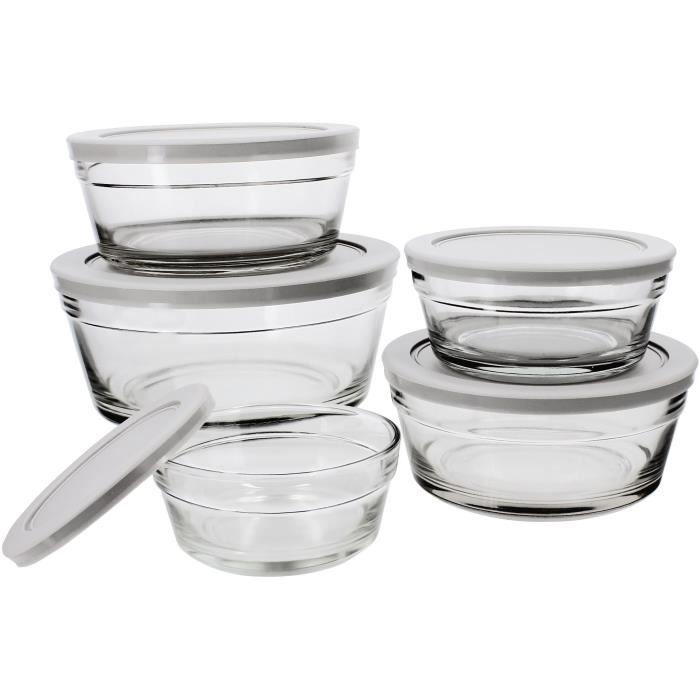 Set de 5 bols - MENASTYL - 5039038 - 150 ml, 230 ml, 400 ml, 610 ml et 940 ml - Couvercles en plastique durable
