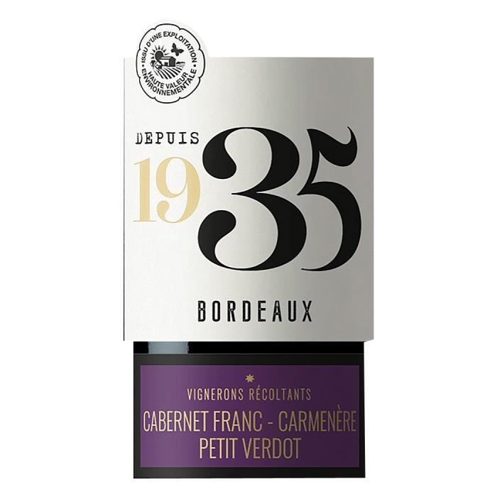 DÈpuis 1935 Tricepage Cabernet Franc Petit Verdot Carmenere AOP Bordeaux - vin Rouge