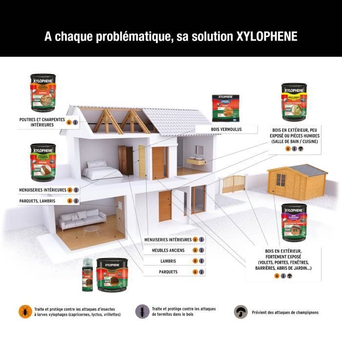Traitement Poutres & Charpentes - Xylophene - 5L - Incolore - Insecticide - Anti-Termites