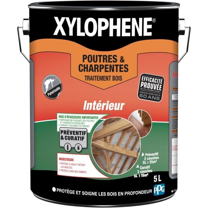 Traitement Poutres & Charpentes - Xylophene - 5L - Incolore - Insecticide - Anti-Termites
