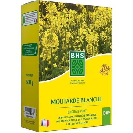 Engrais Verts - BHS - Moutarde Blanche 500g | 100 m˛ | Améliore et désinfecte les sols pour une meilleure fertilité.