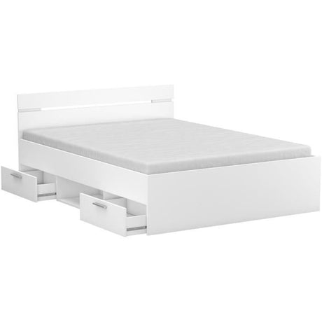 Demeyere Lit adulte MICHIGAN - 160 x 200 cm - Multiples rangements - Blanc