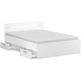 Demeyere Lit adulte MICHIGAN - 160 x 200 cm - Multiples rangements - Blanc