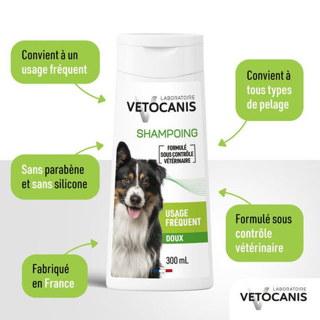 Shampoing chien - VETOCANIS - 300 ml - Hydratant, doux, sans irritation, usage régulier