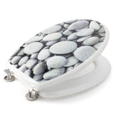 Abattant WC - GELCO - Galets de plage - Gris - MDF - Charnieres inox - Universel