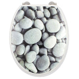 Abattant WC - GELCO - Galets de plage - Gris - MDF - Charnieres inox - Universel