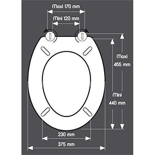 Abattant WC - GELCO - Galets de plage - Gris - MDF - Charnieres inox - Universel