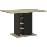 Table a manger rectangulaire avec rangement 1 porte - DÈcor chene et noir - OXFORD - L 120 x P 80 x H 75 cm