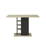 Table a manger rectangulaire avec rangement 1 porte - DÈcor chene et noir - OXFORD - L 120 x P 80 x H 75 cm