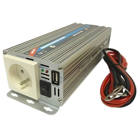 Convertisseur de tension - HTC TECHNIC - 24V/220 V - Puissance 600 W - Avec prise USB 2A- Livré avec câbles batterie