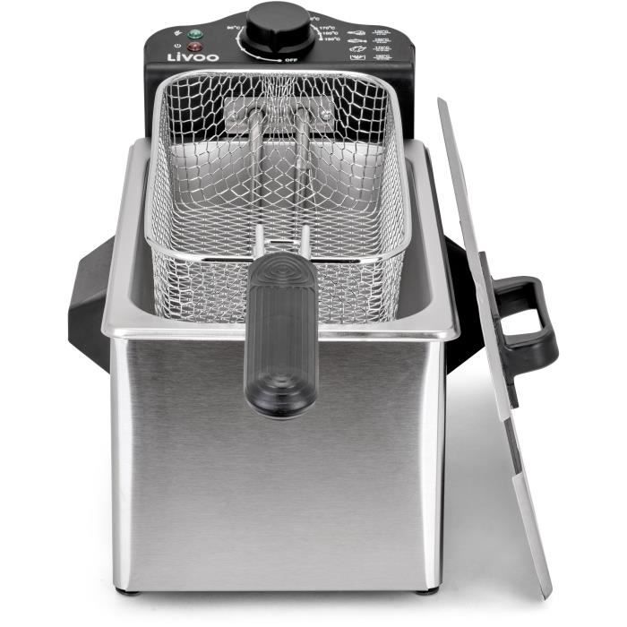 Friteuse 3 L - LIVOO - DOC216 - 2000W - 3L - Cuve amovible en acier inoxydable - Panier a friture amovible - Thermostat réglable