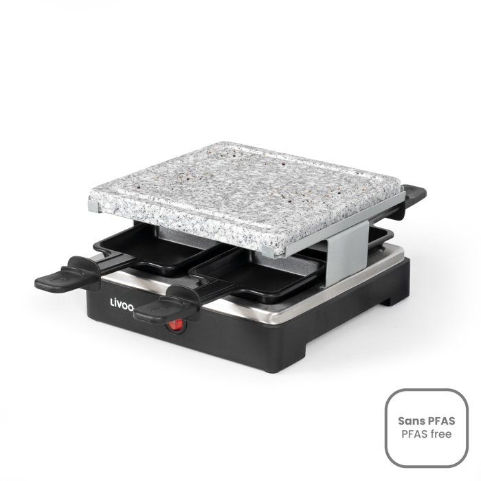 Appareil a raclette - LIVOO - DOC242 - 4 personnes - 600 W - Plateau amobible en granit