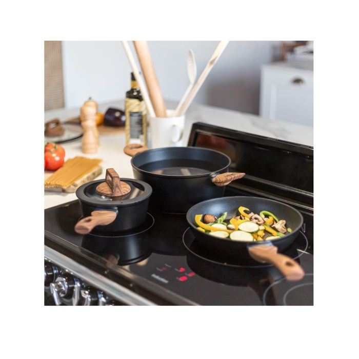 Batterie de cuisine - Induction - LIVOO - MEP147 - Aluminium antiadhésif - 5 pieces - 1 casserole Ř16 - 1 poele Ř24 - 1 faitout Ř24