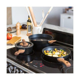 Batterie de cuisine - Induction - LIVOO - MEP147 - Aluminium antiadhésif - 5 pieces - 1 casserole Ø16 - 1 poele Ø24 - 1 faitout Ø24